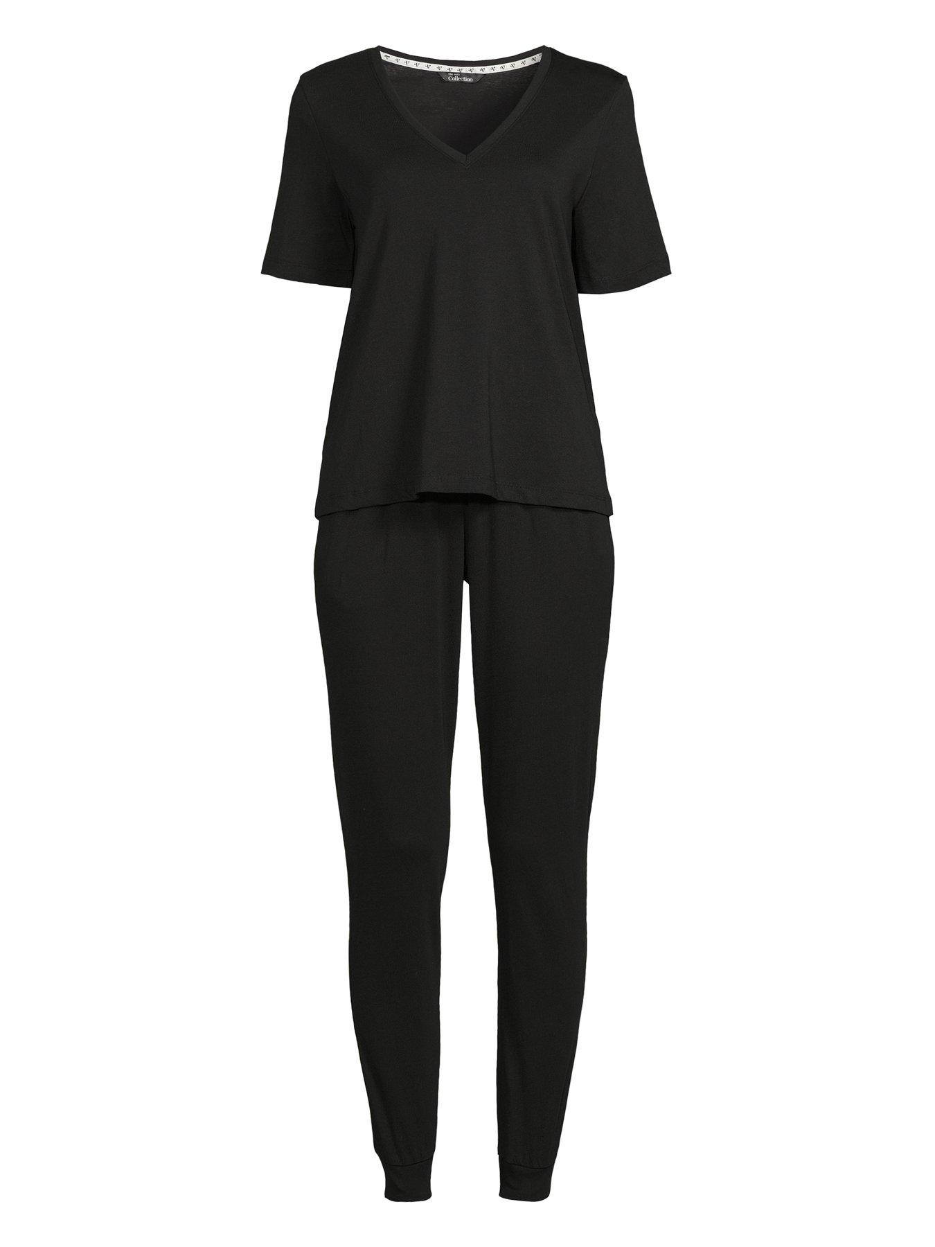 Image 6 of 6 of The Very Collection Womens Short Sleeve V-Neck Top &amp; Joggers Pyjama Set - Black