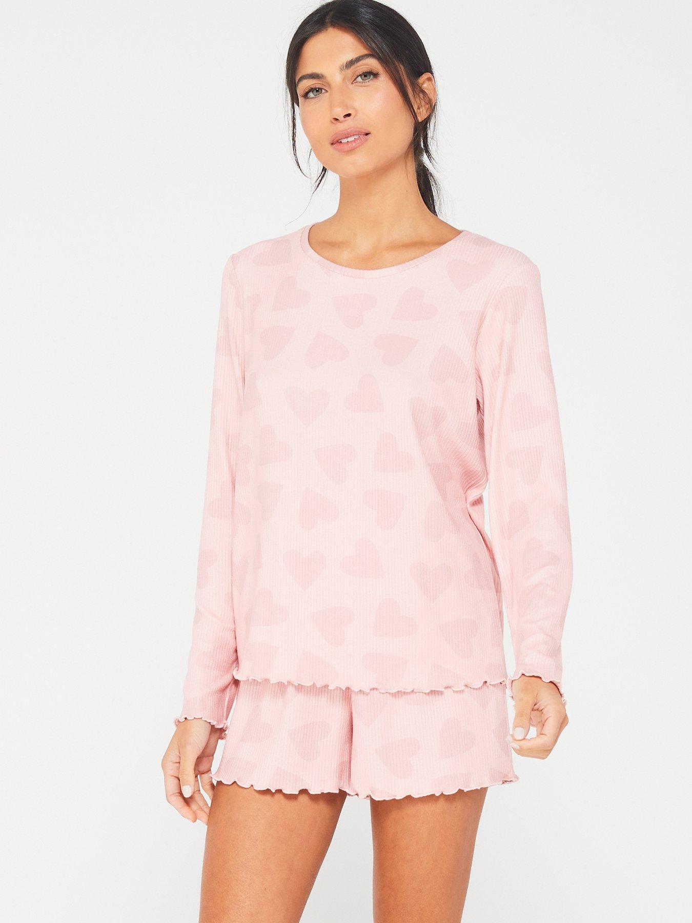 Dreaming Of Love Pink & Black Hearts Pajamas, Fast Shipping