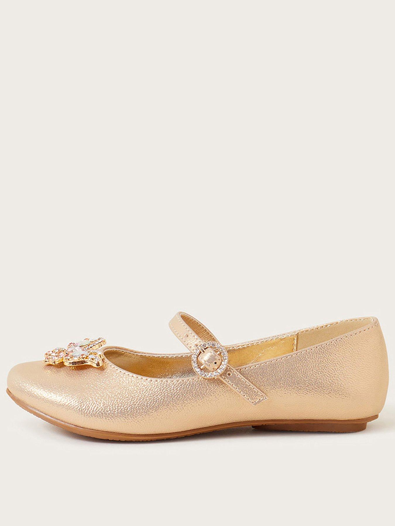 Monsoon Girls Jewel Butterfly Shimmer Ballerina Shoes Gold Very Ireland