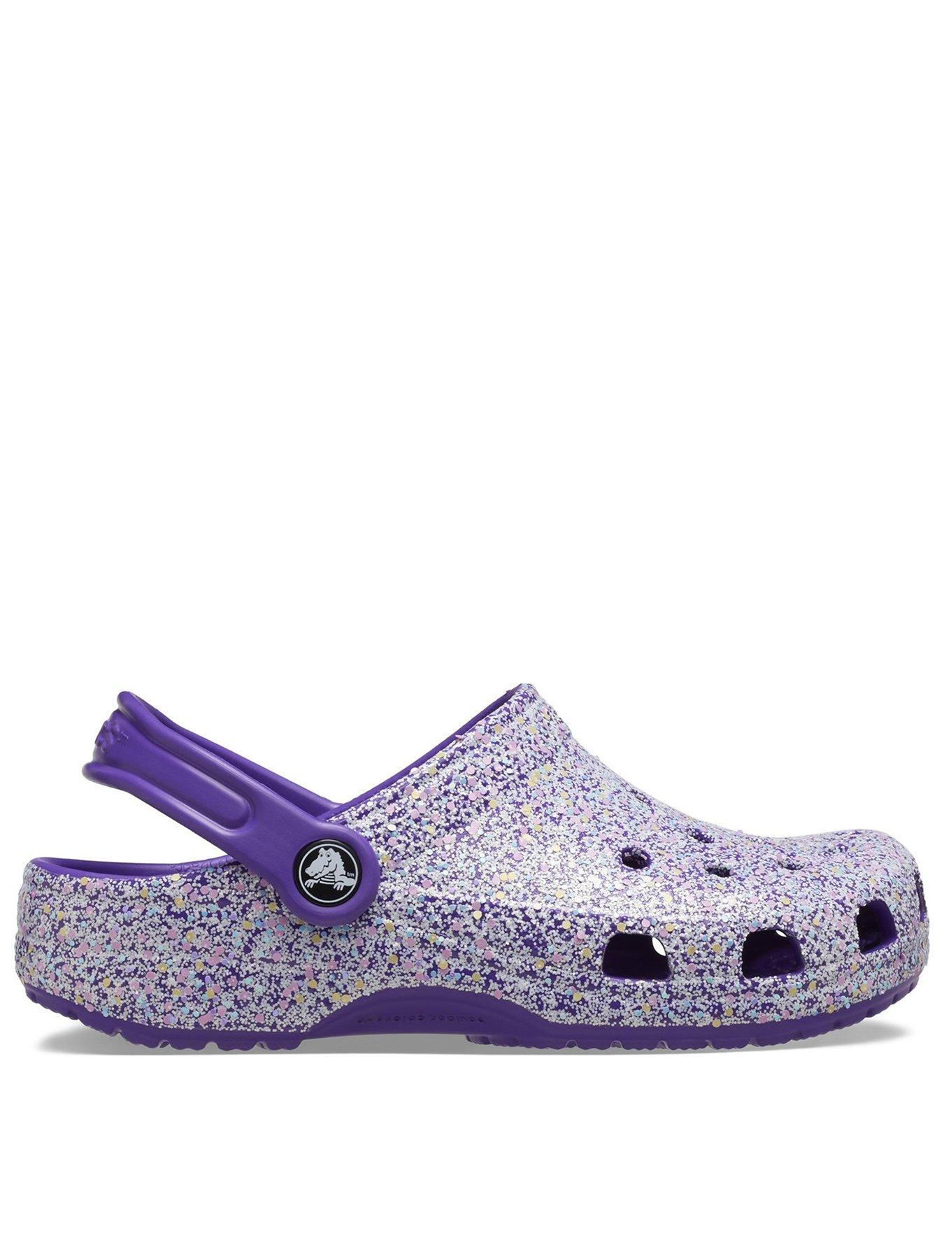 Crocs Kids Classic Clog Glitter Sandal Purple