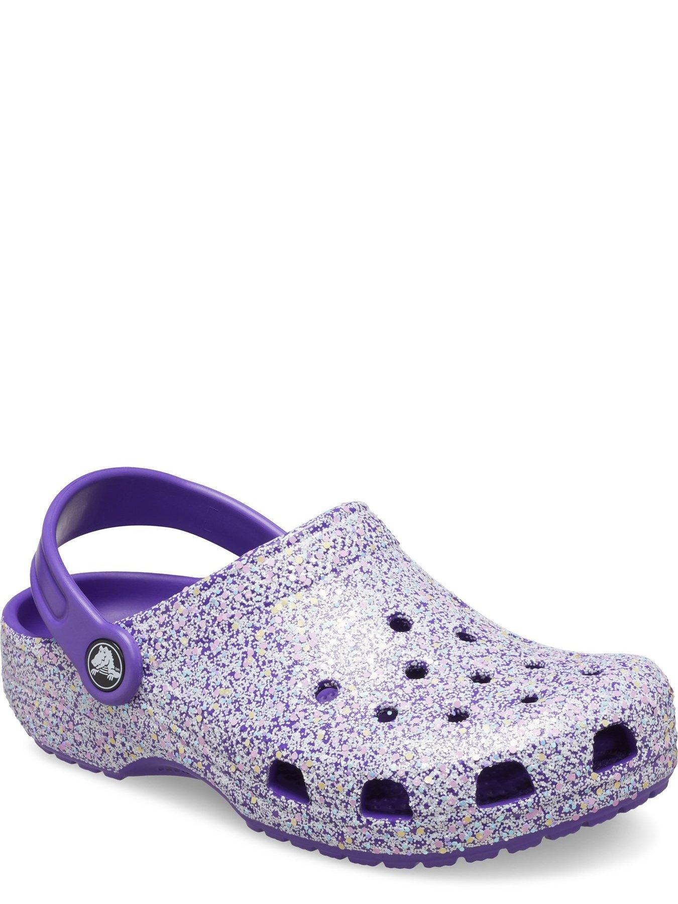 Crocs Kids Classic Clog Glitter Sandal Purple