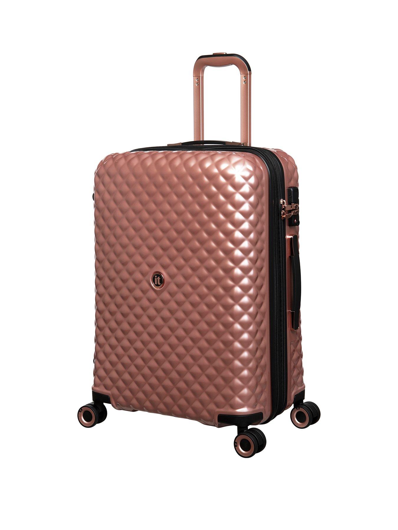 Glitzy Hardshell Medium Rose Gold Expandable Suitcase with TSA Lock