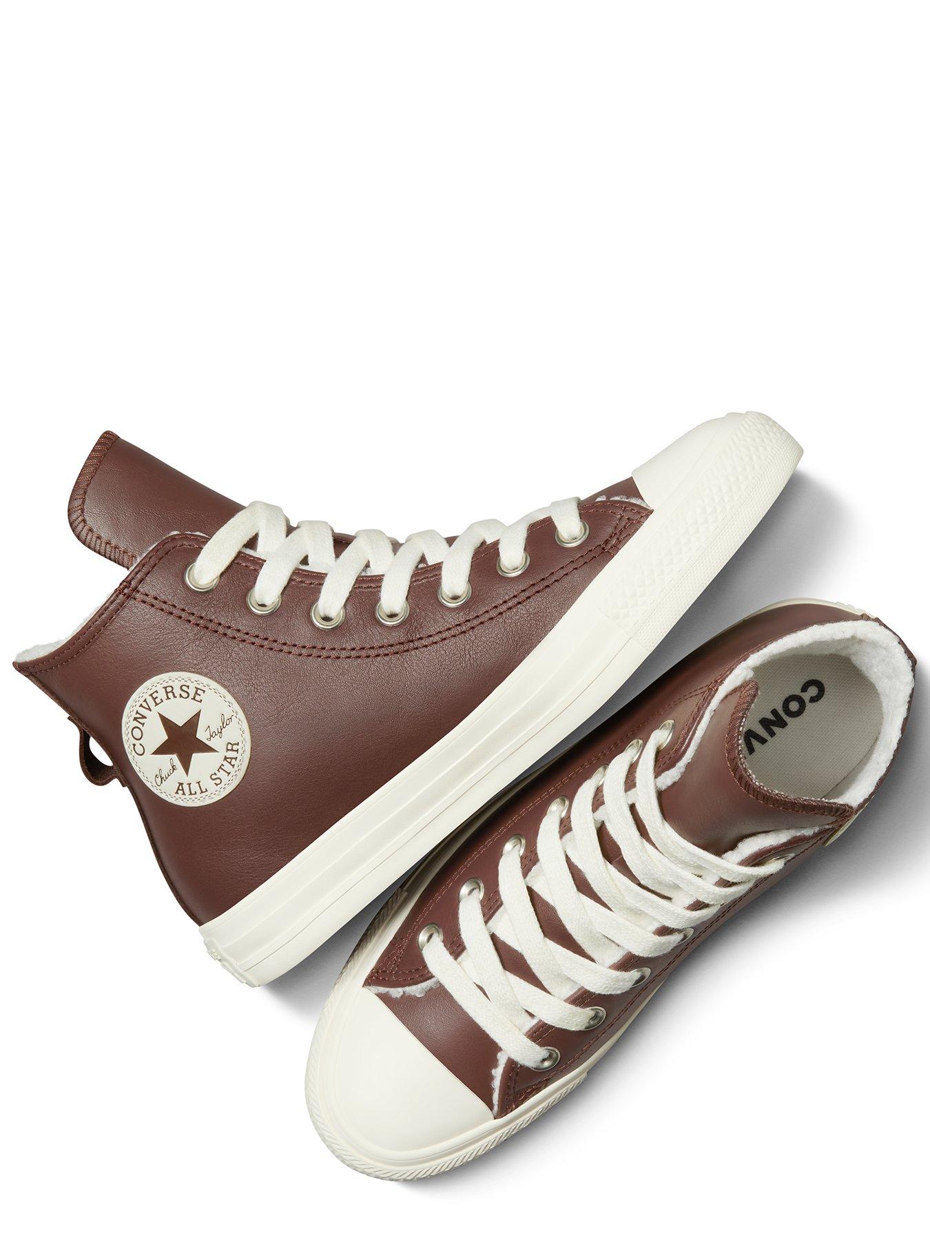 Chuck Taylor All Star Leather Hi Top Trainers Dark Red