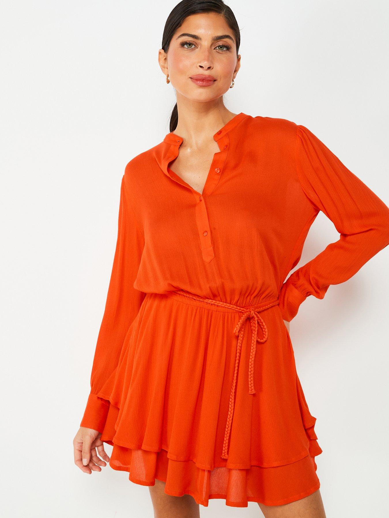 In The Style Perrie Sian Ruffle Detail Maxi Dress - Orange