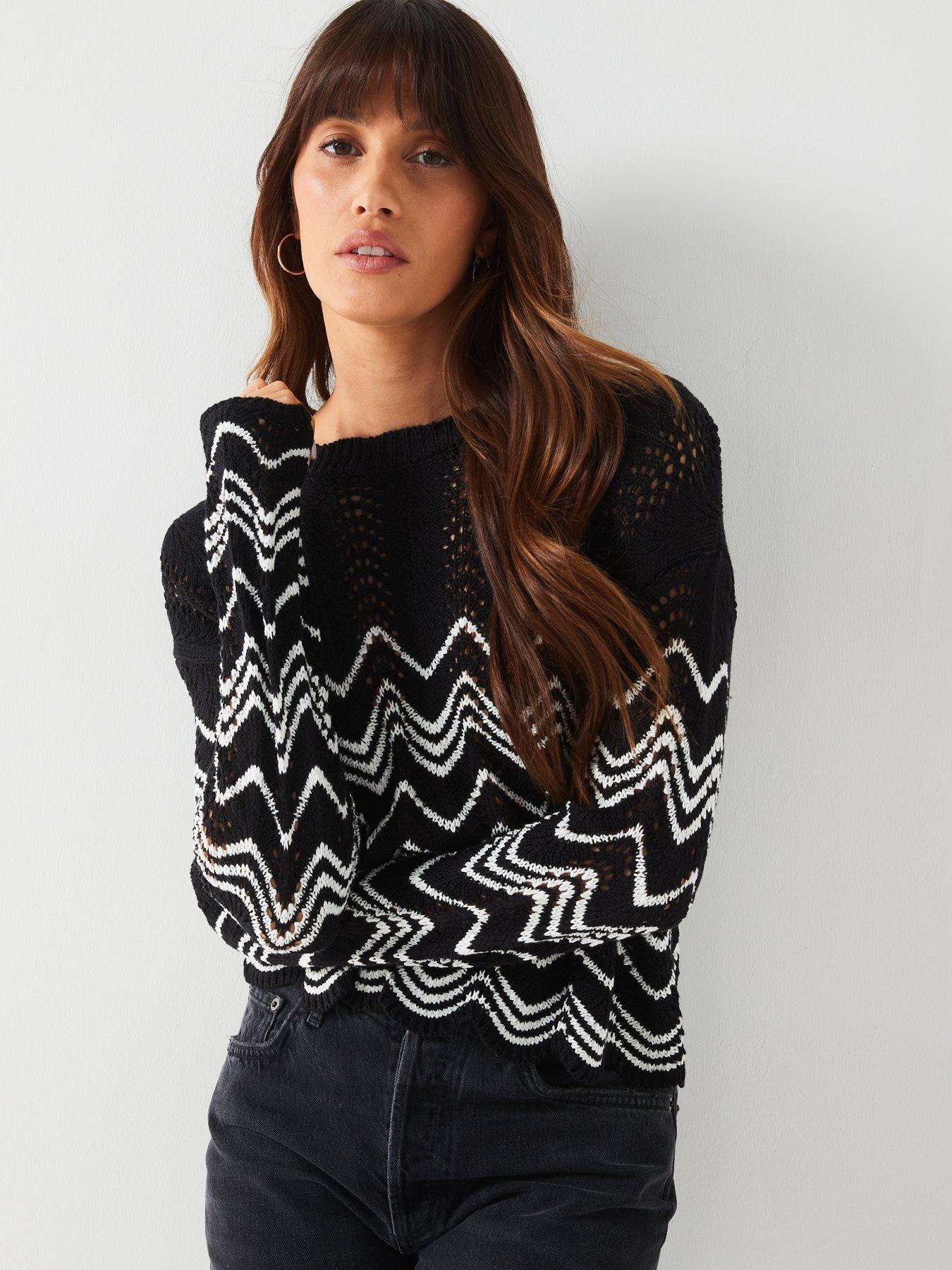 v-by-very-zig-zag-open-stitch-jumper-black-whitefront