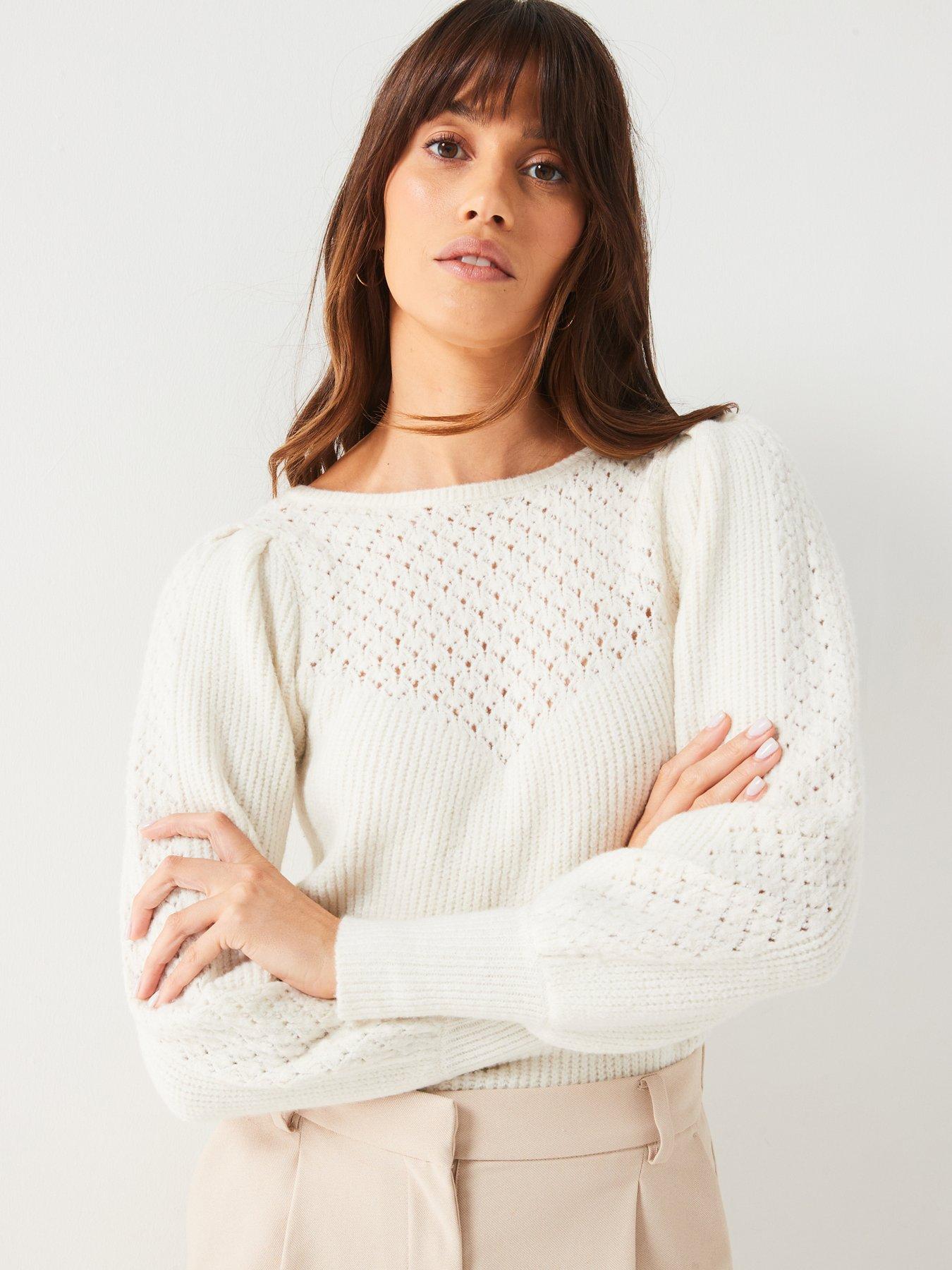 v-by-very-pointelle-detail-crew-neck-jumper-ivory