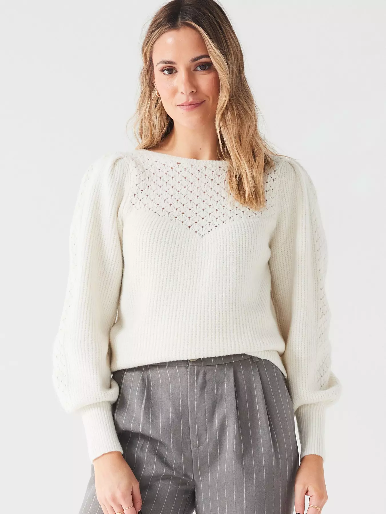 Buy White Pointelle Square Neck Jumper from Next Ireland