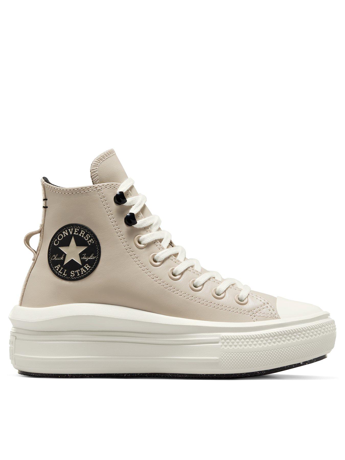 Cream leather converse high tops on sale