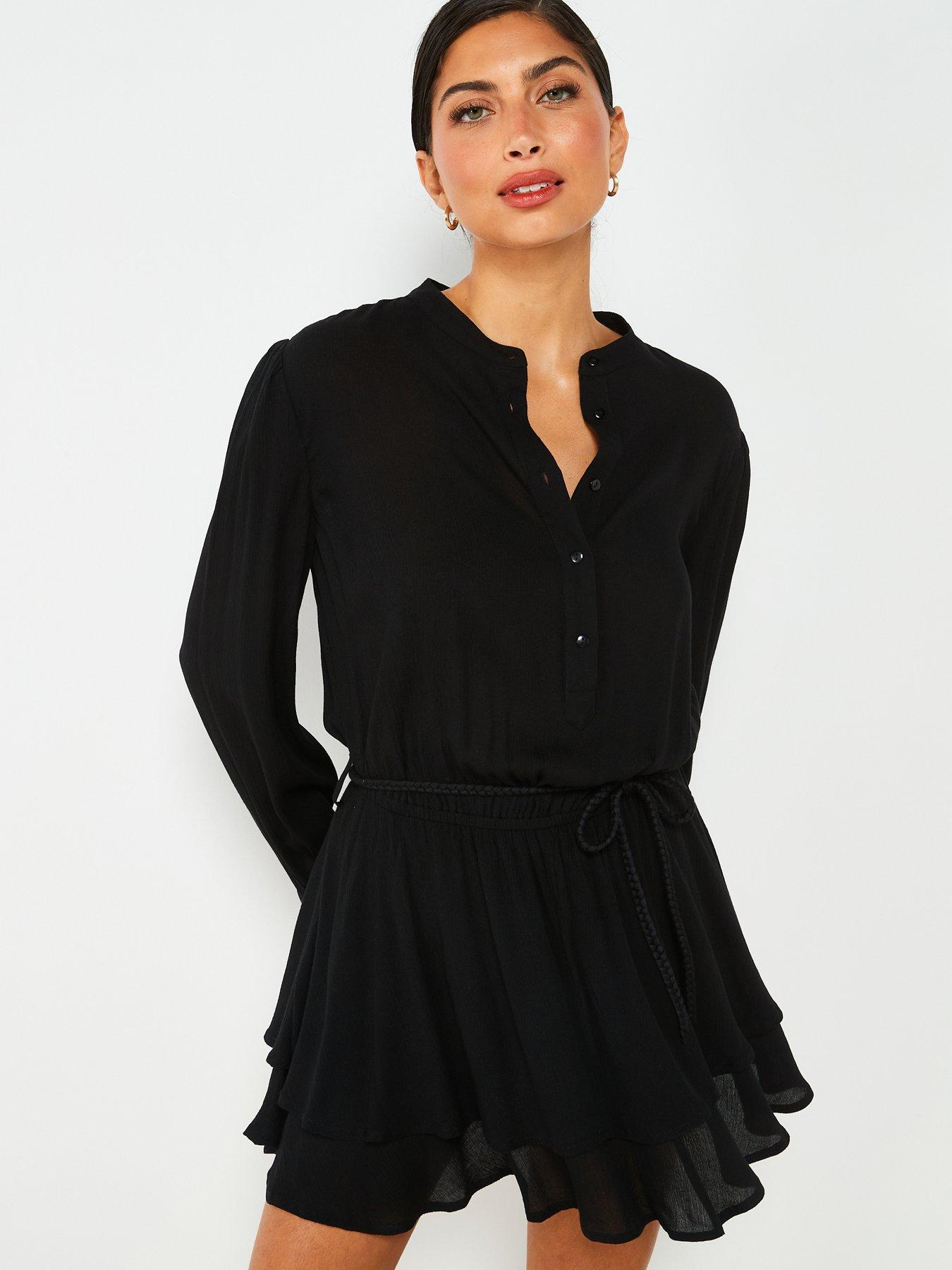 v-by-very-crinkle-belted-long-sleeve-dress--nbspblack