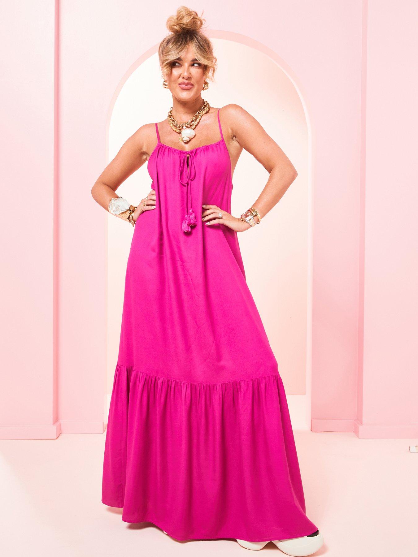 Barbie™ Pink V-neck Chiffon Tiered A-line Dress Bridesmaid Dresses