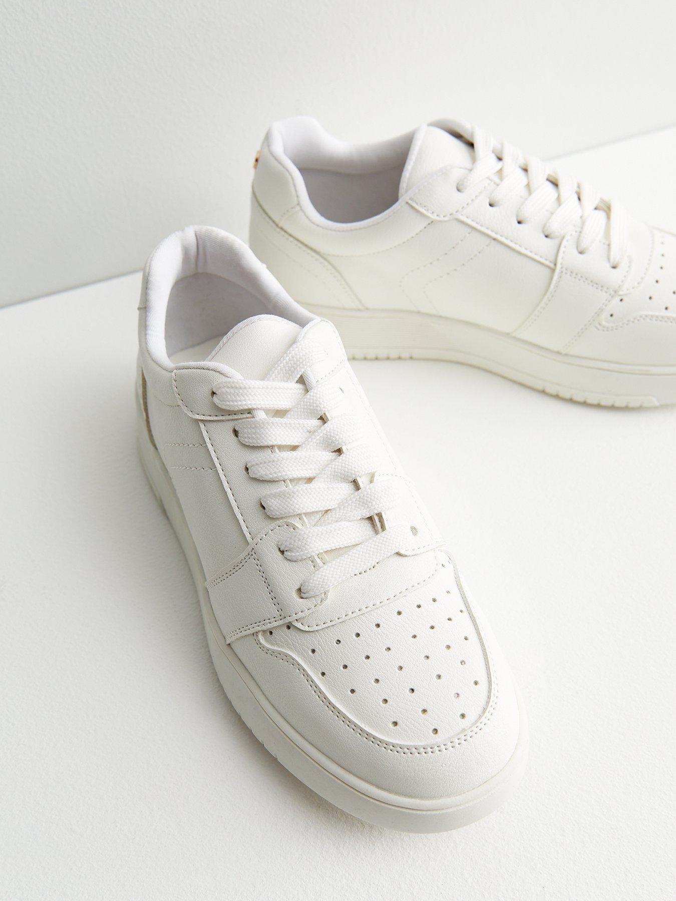 New look best sale white leather trainers