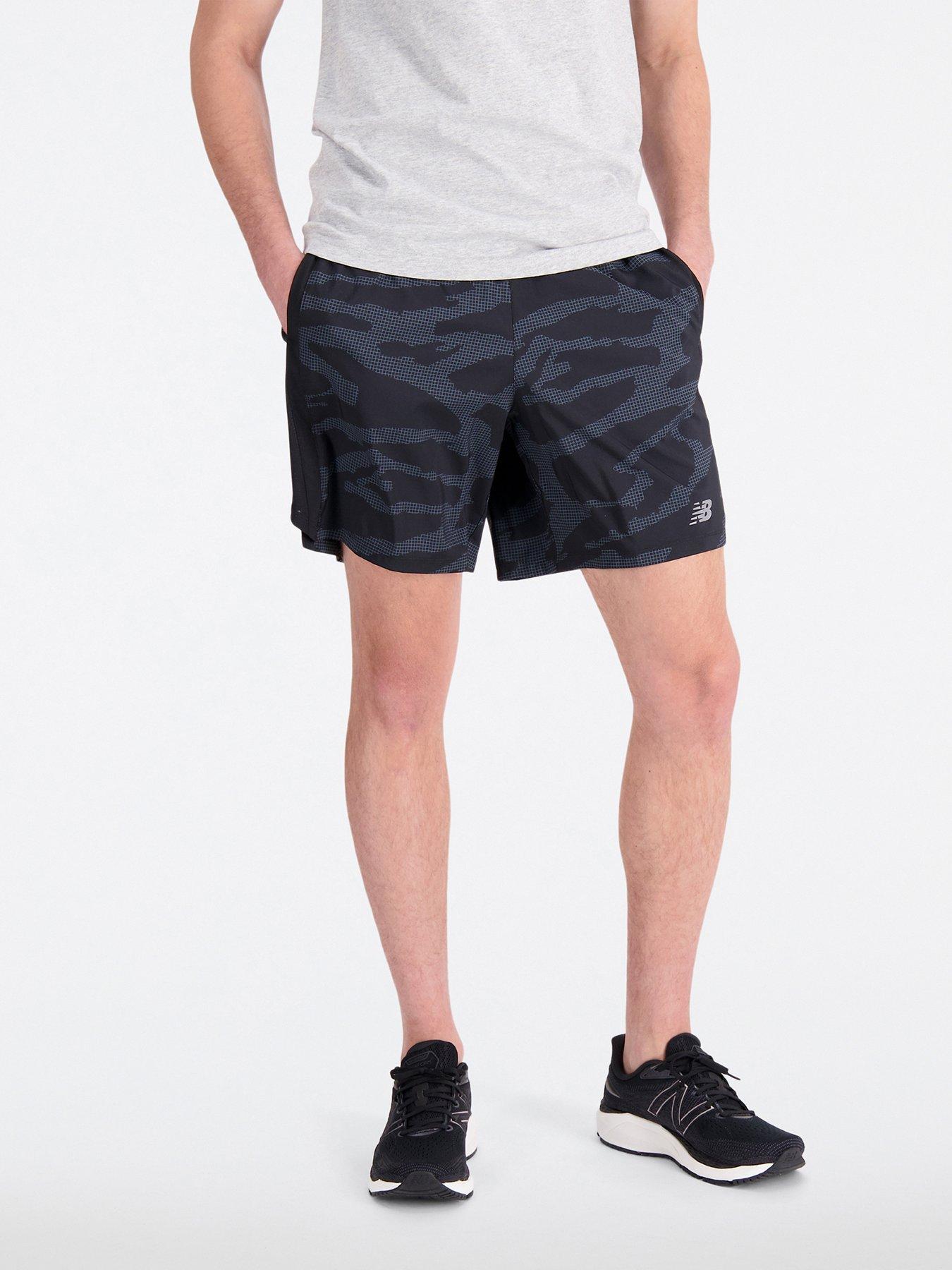 New Balance Mens Running Printed Accelerate 7 Inch Shorts Black Very Ireland