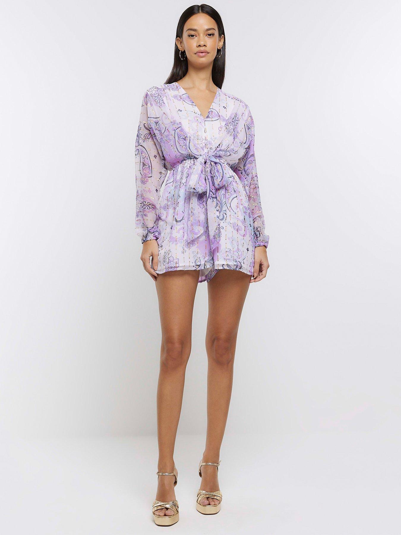 River island purple store playsuit