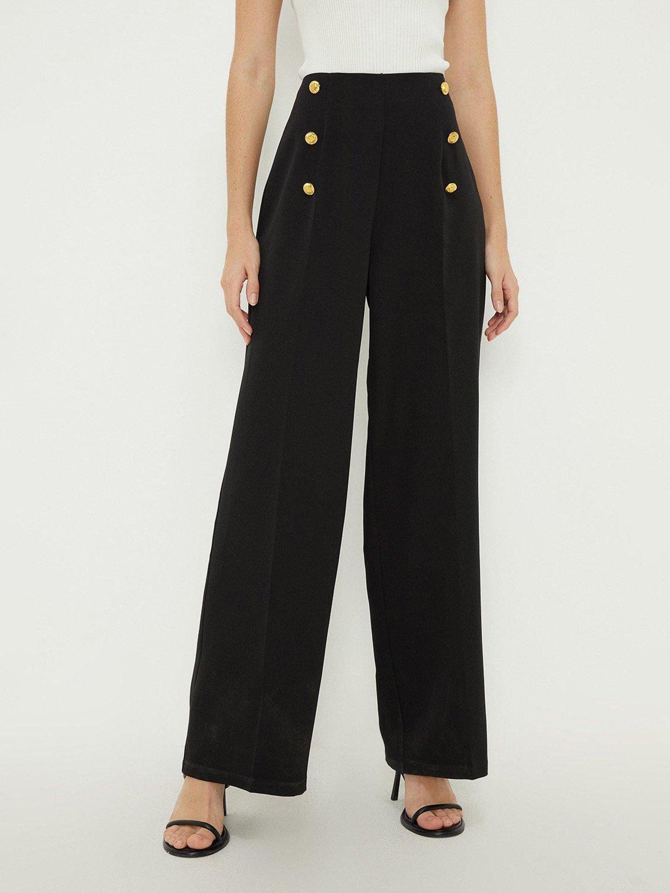 Only elasticated waist wide leg trousers in black