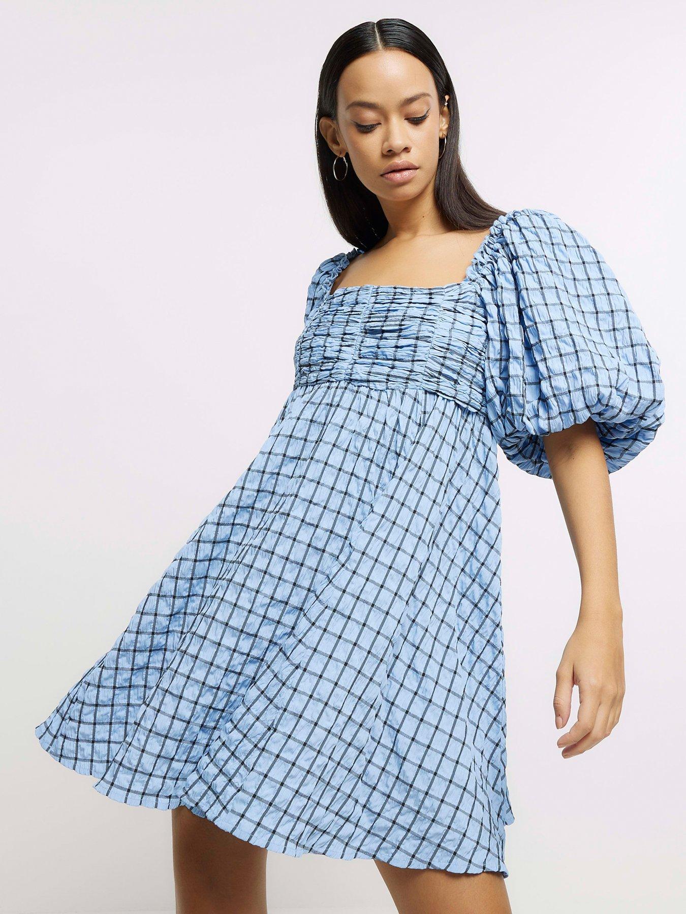 river-island-check-smock-mini-dress-blueoutfit