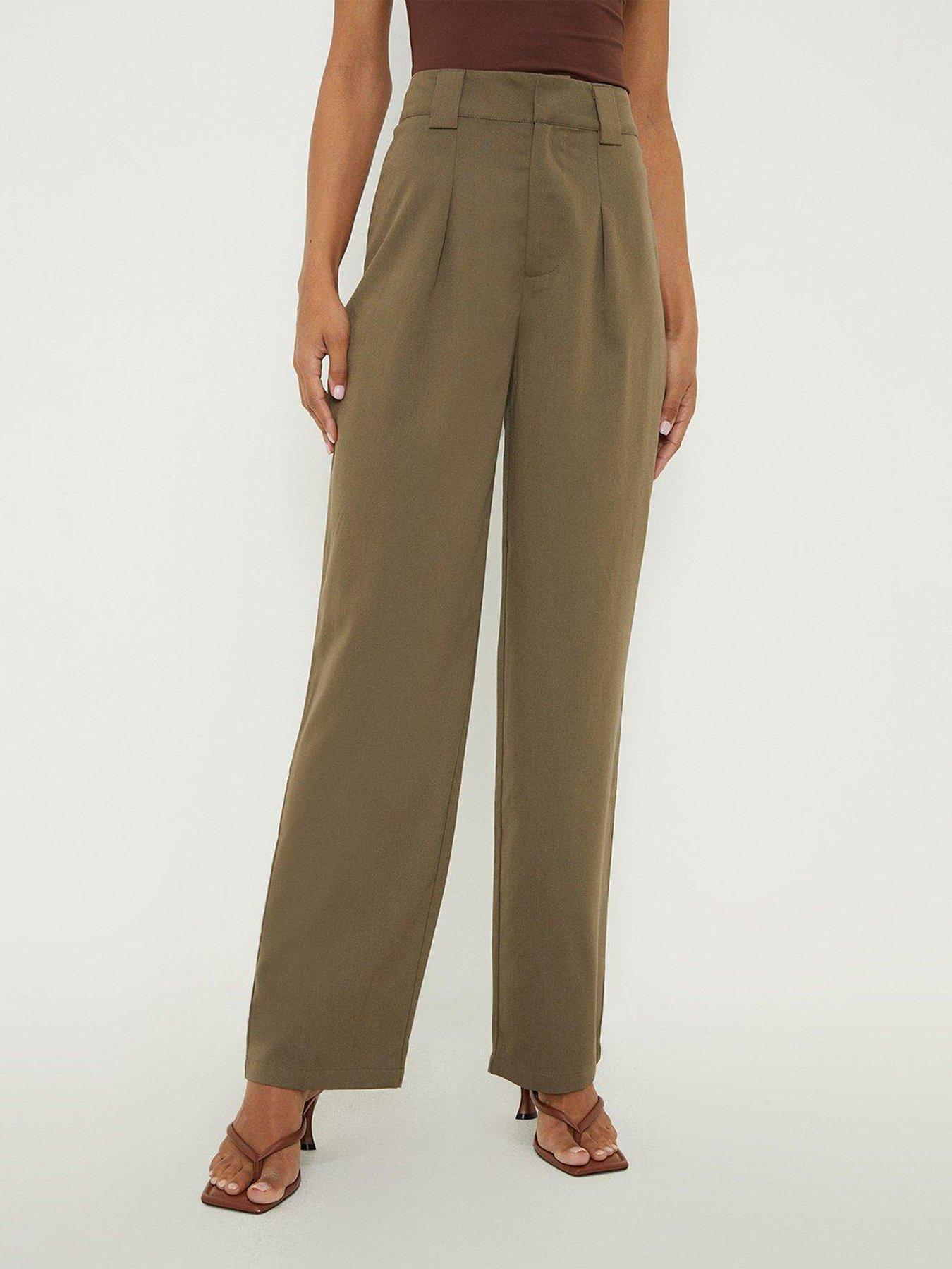OYOANGLE Men's Pleated Front Dress Pants - Straight Leg Work Slacks With Zipper Fly & Pockets