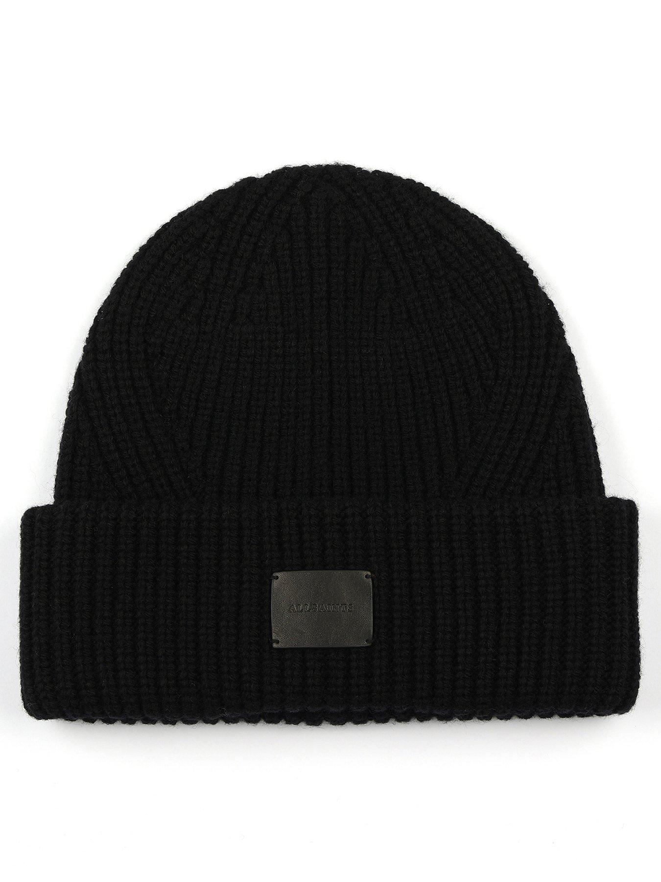 allsaints-travelling-rib-knit-beanie--black