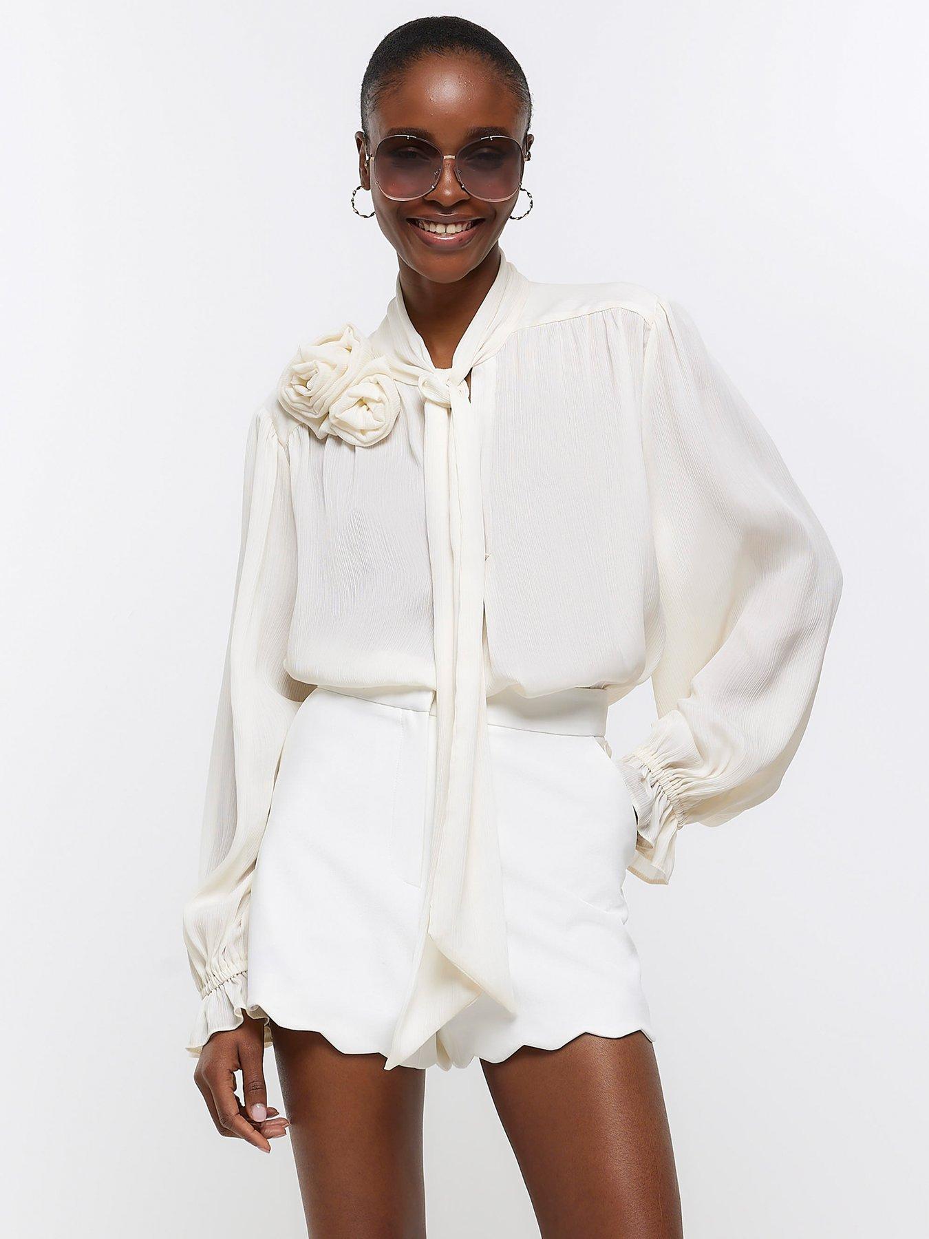 River island white 2024 long sleeve blouse