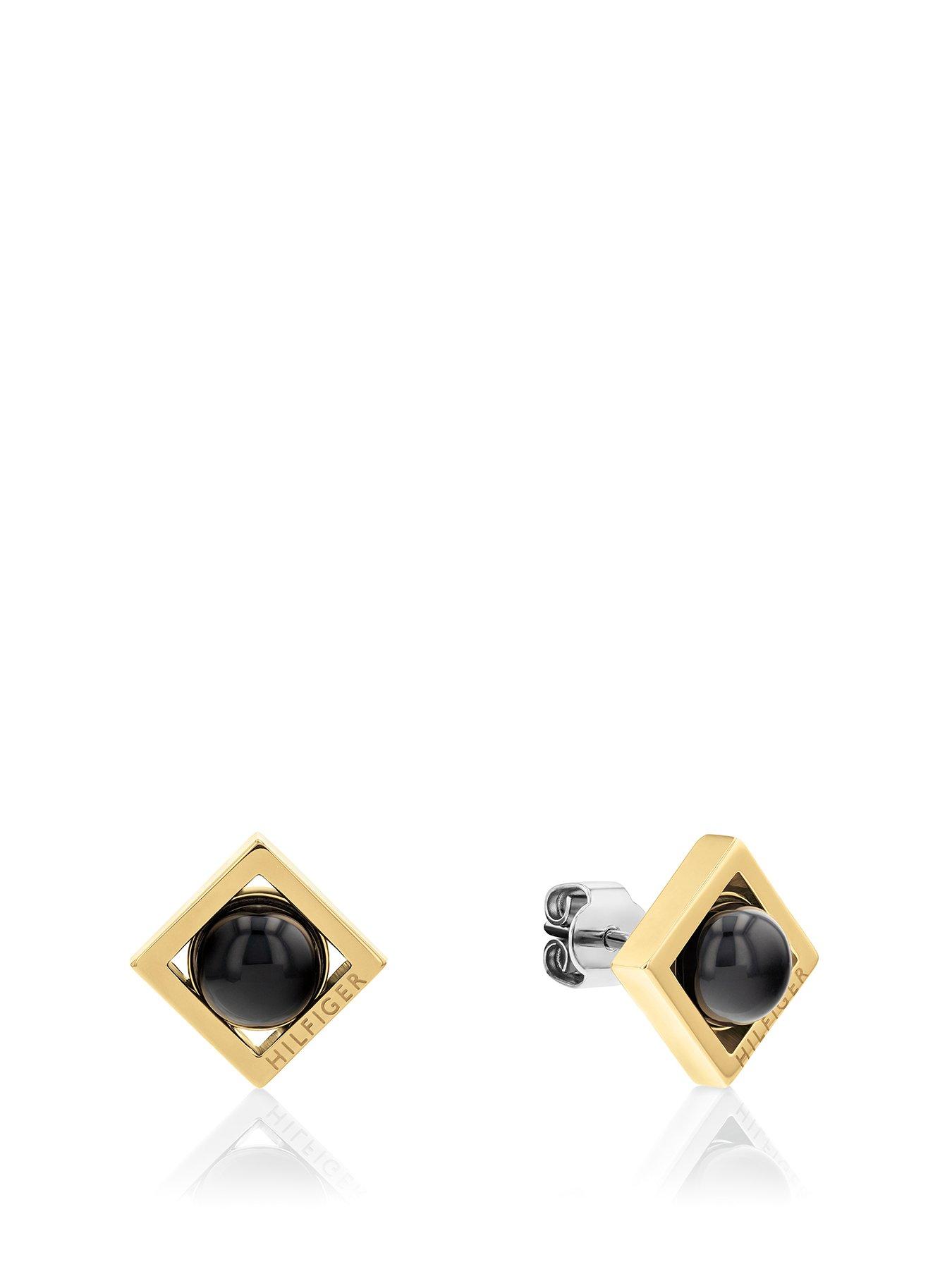 tommy-hilfiger-tommy-hilfiger-womens-gold-plated-onyx-stone-stud-earrings