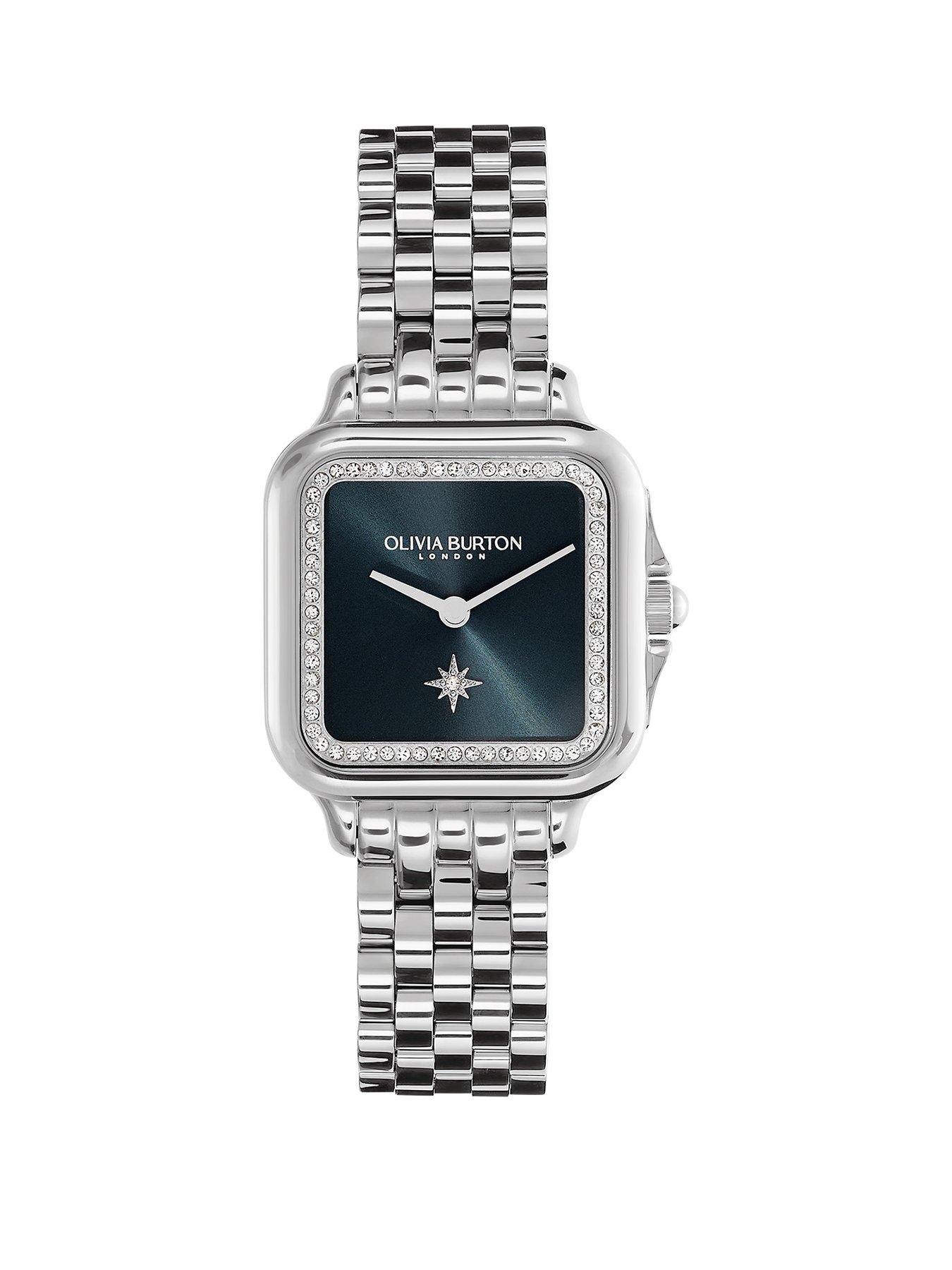 Olivia Burton Olivia Burton 28mm Grosvenor Blue  &  Silver Bracelet Watch