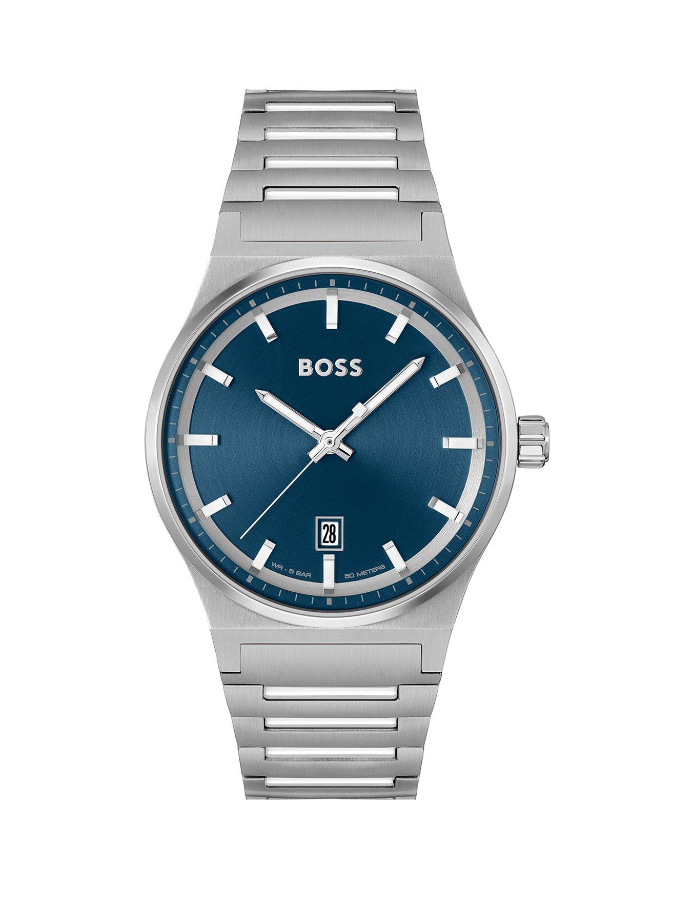 boss-gents-candor-stainless-steel-bracelet-watch-with-blue-dial