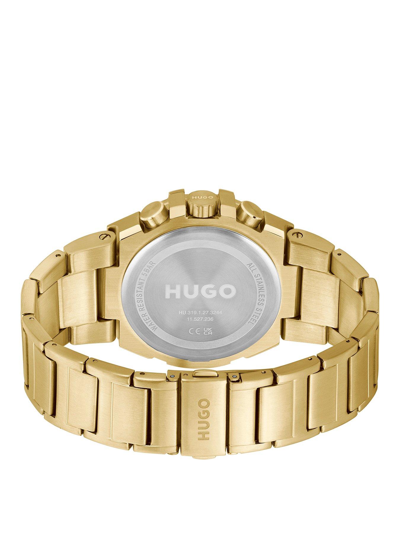 hugo-gents-wild-light-yellow-gold-ip-multifunction-watchstillFront