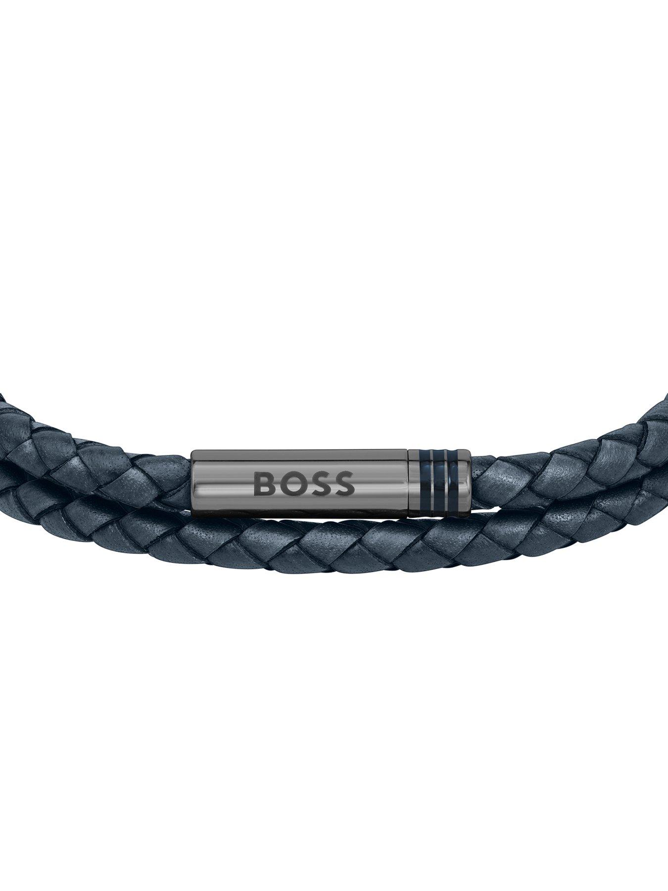 boss-gents-ares-navy-blue-double-wrap-leather-braceletstillFront