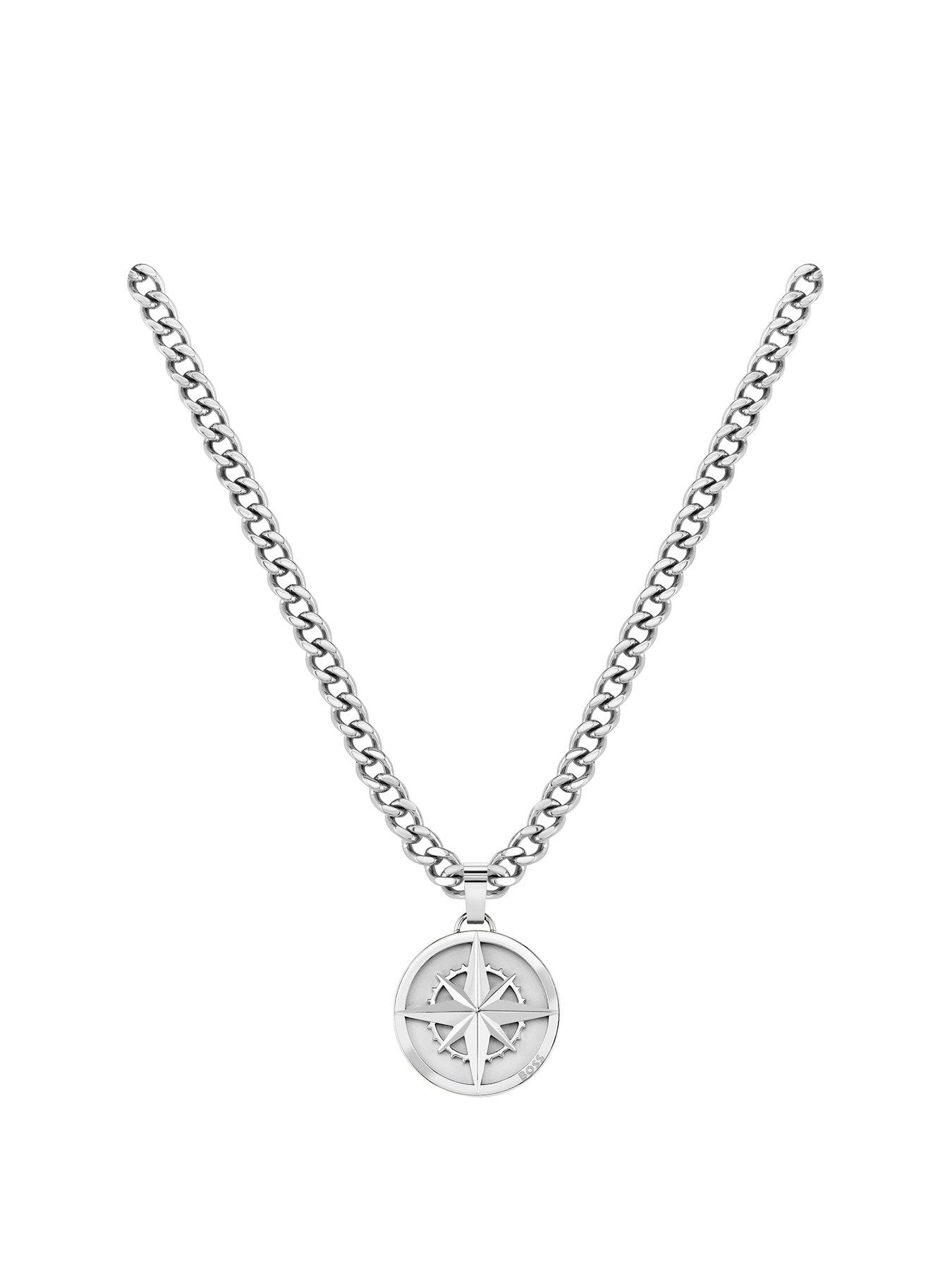 boss-gents-stainless-steel-compass-necklace