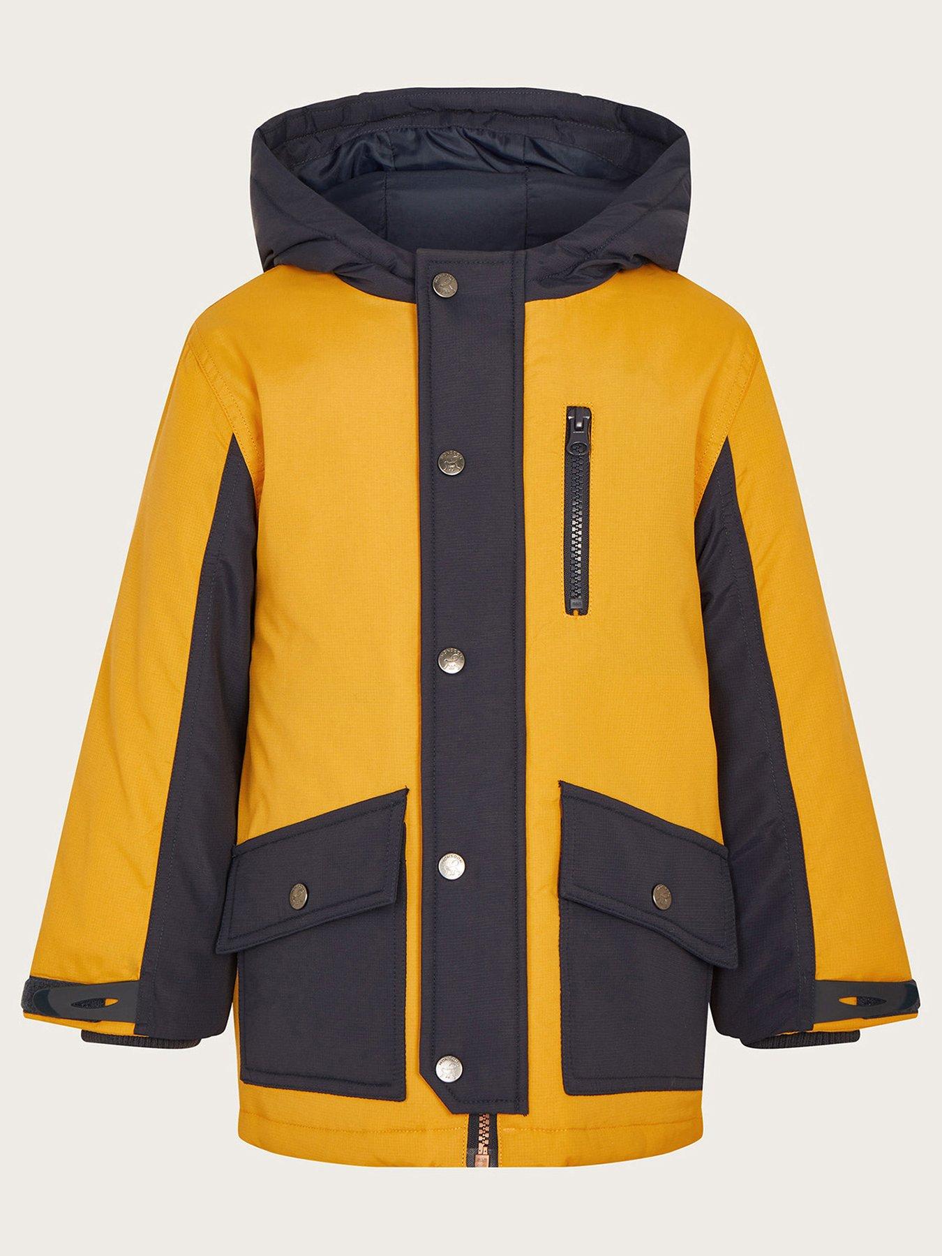 Monsoon Boys Contrast Hood Parka Coat Mustard Very Ireland