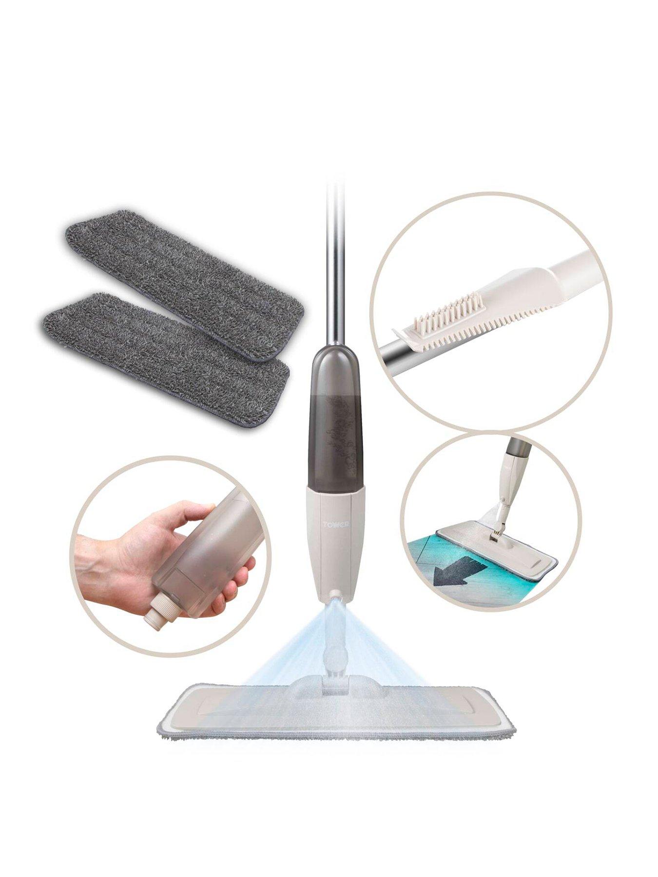 Tower Spray Mop with Anti-Leak Bottle and 2x Microfibre Pad, Latte, T769000MSH
