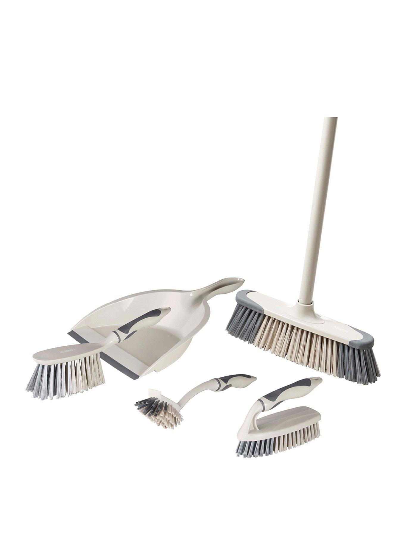 tower-t769002msh-5-in-1-cleaning-set-with-dust-pan-and-brushkitchen-broomdish-brushscrub-brush-latte-amp-grey