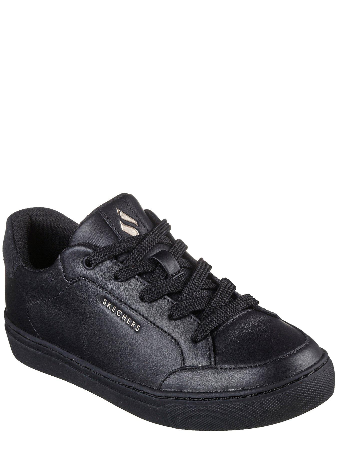 Skechers black leather store trainers