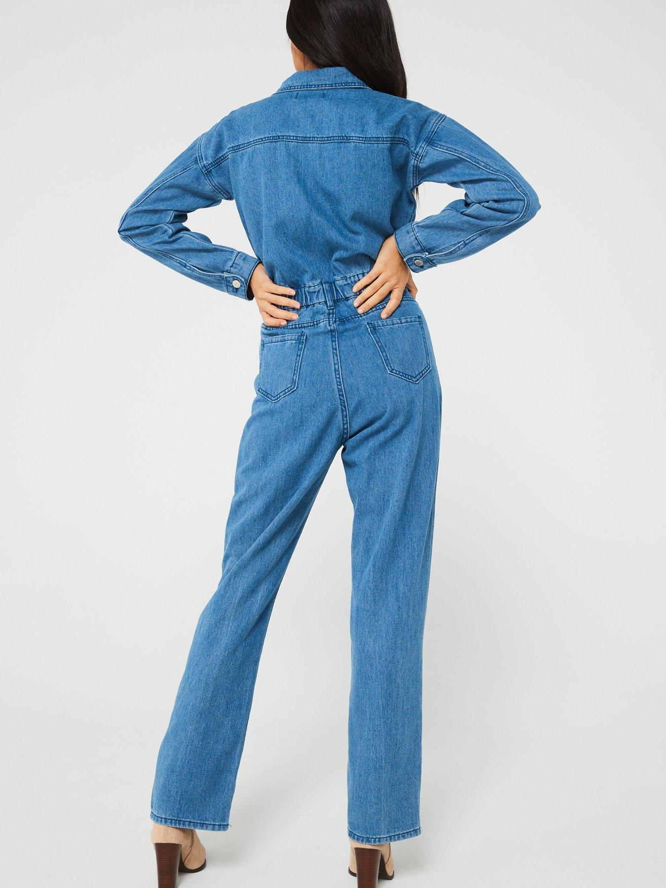 V by Very Denim Utility Jumpsuit - Blue