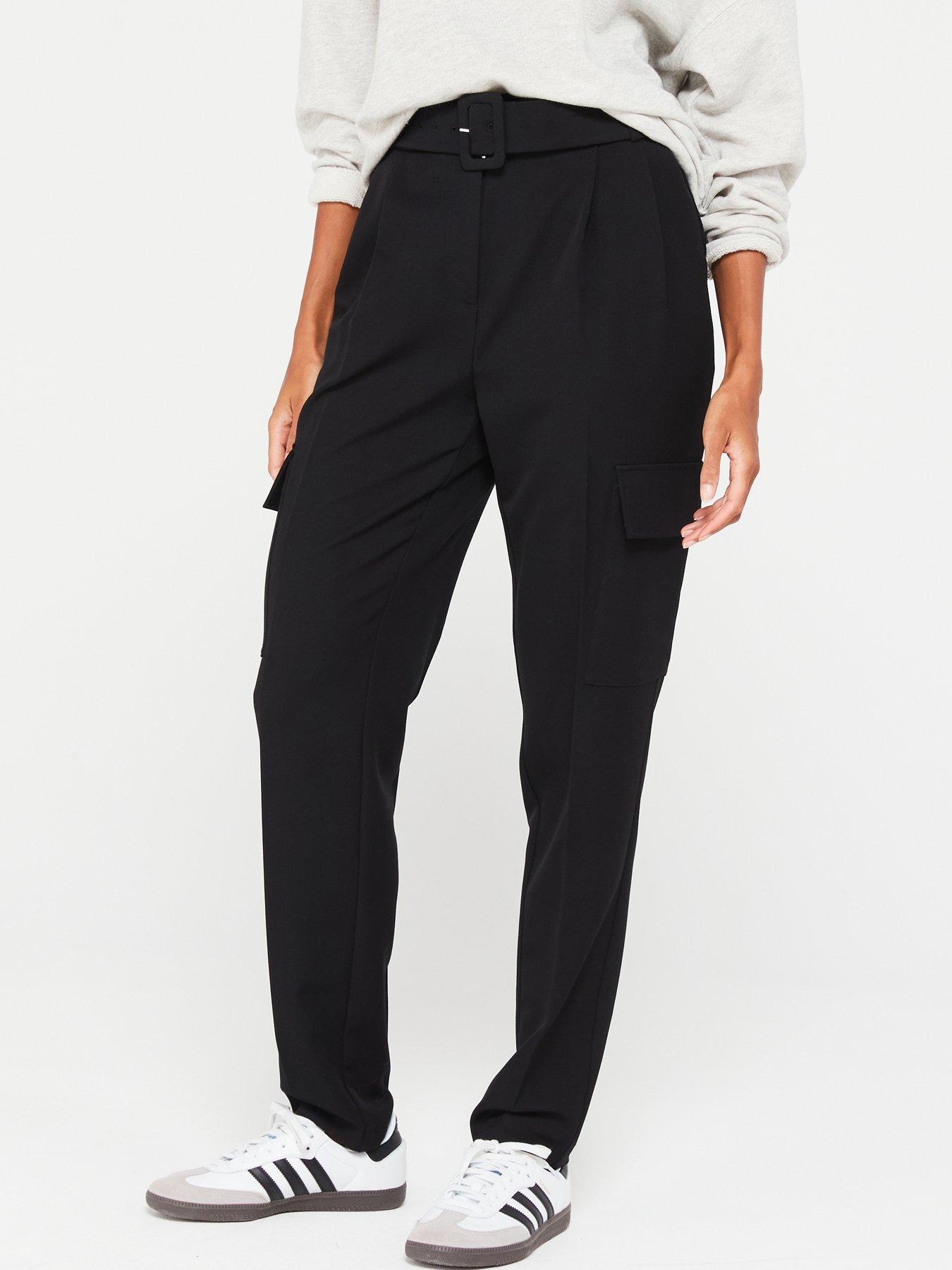 New Look Black Cotton Cuffed Cargo Trousers