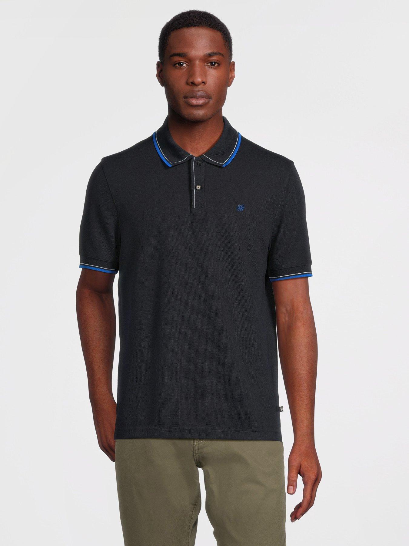 Ted Baker Stems Slim Fit Textured Polo Shirt Navy