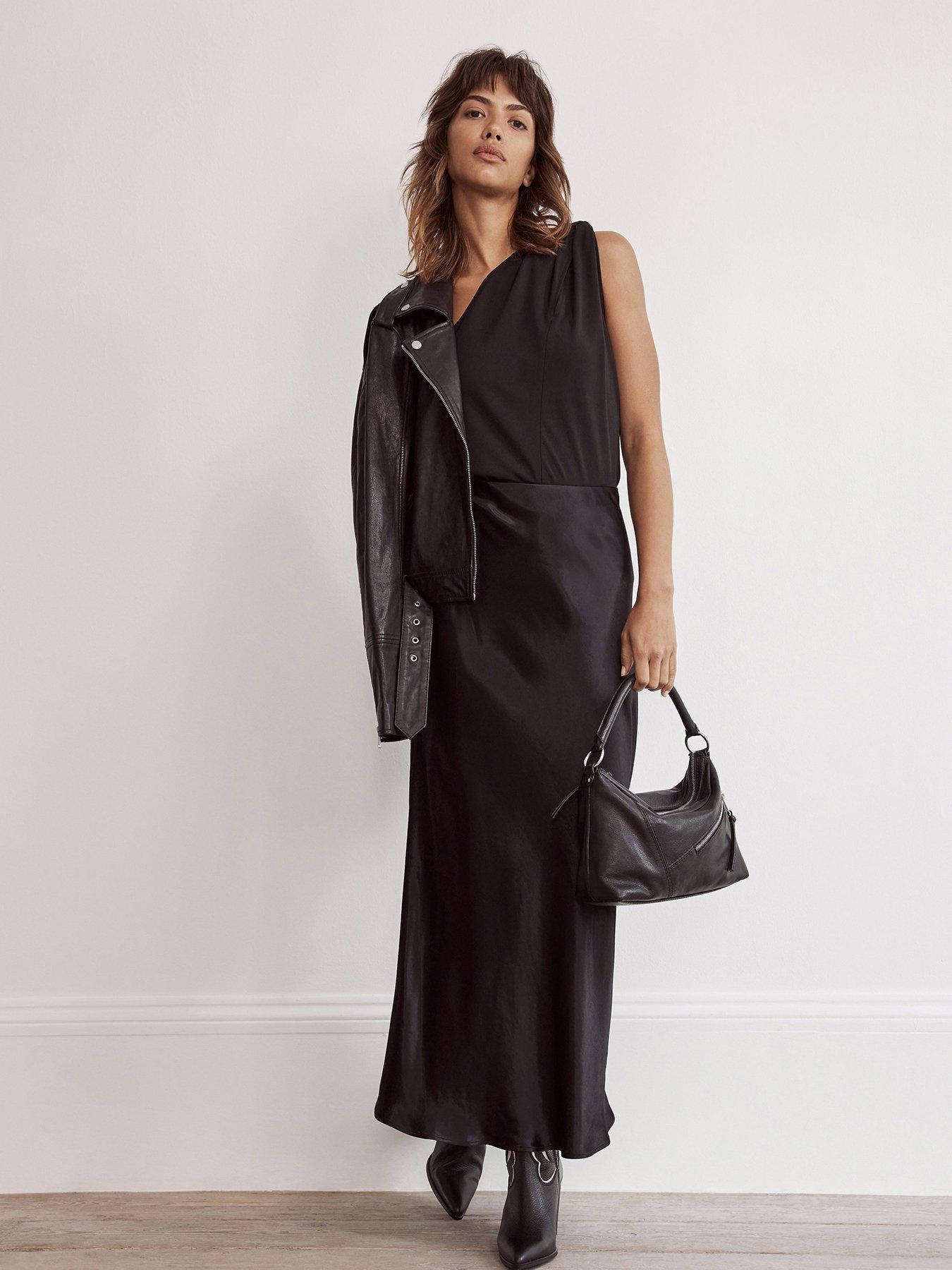 Black Maxi Satin Slip Skirt