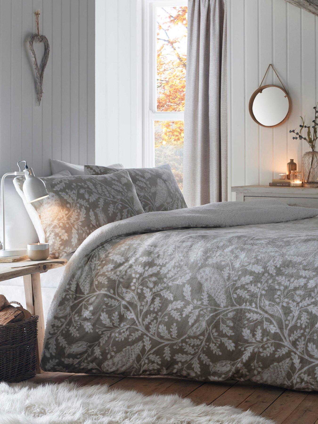 Image 1 of 4 of Dreams & Drapes Woodland Owls Sherpa Duvet Cover Set - Natural