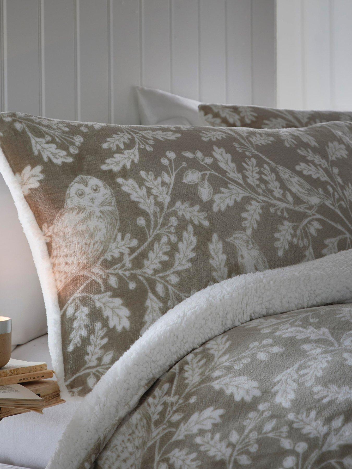 Image 3 of 4 of Dreams & Drapes Woodland Owls Sherpa Duvet Cover Set - Natural