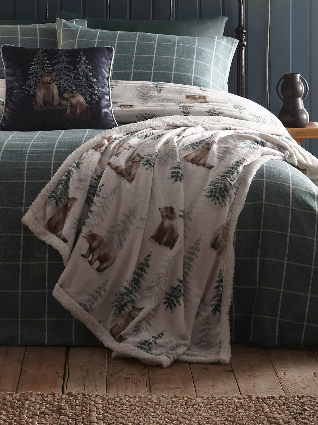 undefined Bear Walks Plush Throw - Teal