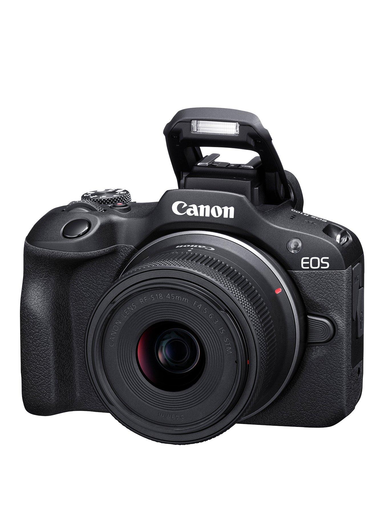 canon-eos-r100-aps-c-mirrorless-camera-inc-rf-s-18-45mm-lens-blackstillFront