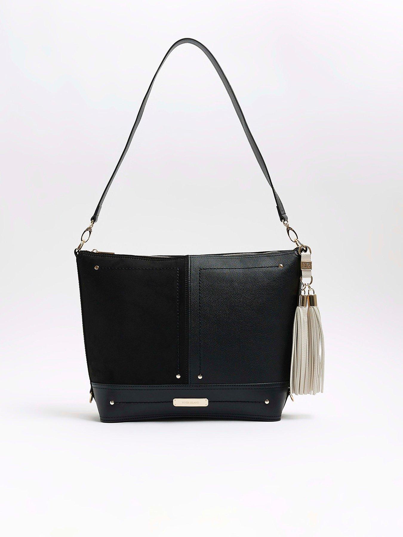 River Island Colour Block Slouch Bag - Black