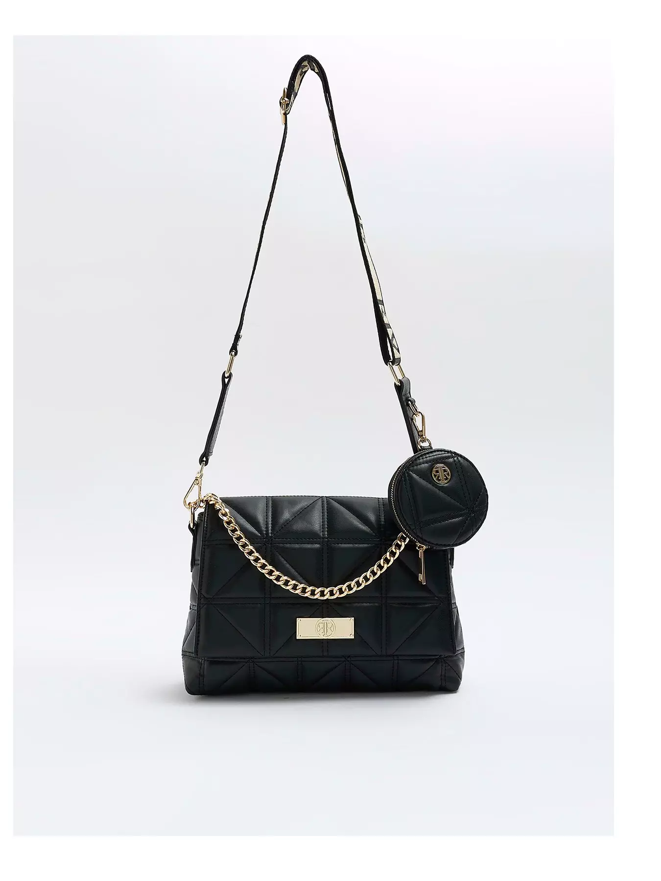 River Island slouch bag with chain detail in black