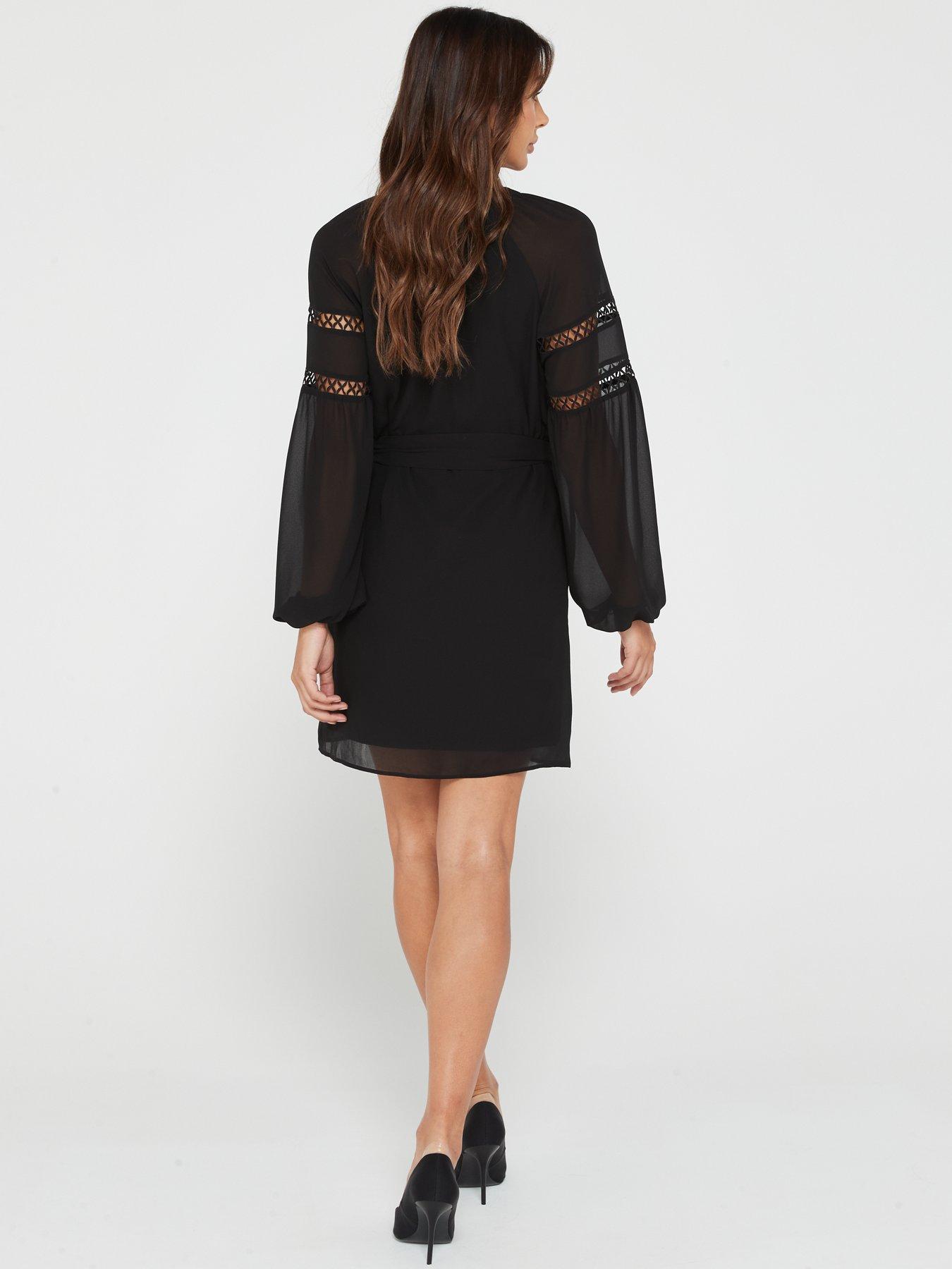 vila-ura-v-neck-trim-detail-dress-blackstillFront