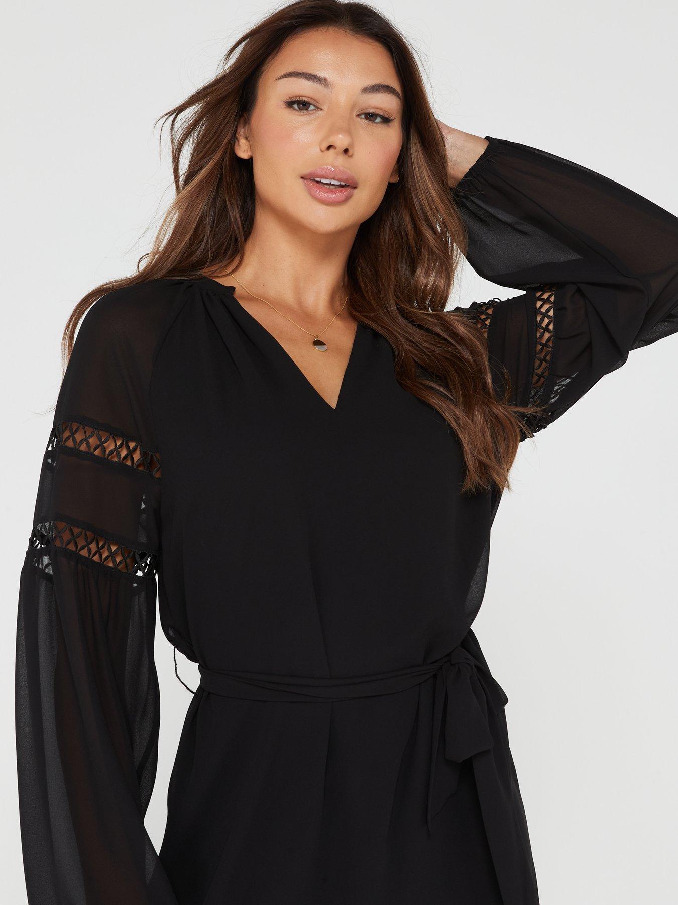 vila-ura-v-neck-trim-detail-dress-blackoutfit