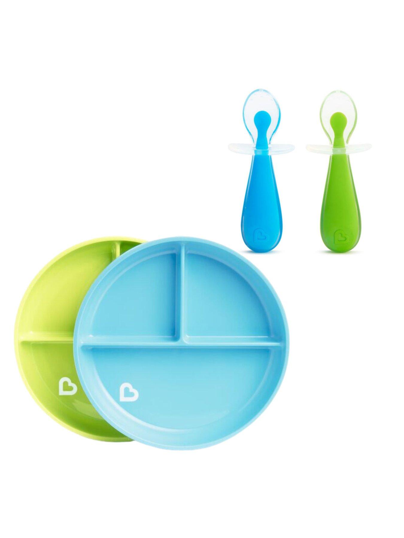 undefined Stay Put Suction Plates and Gentle Scoop Spoons Bundle- Blue/Green