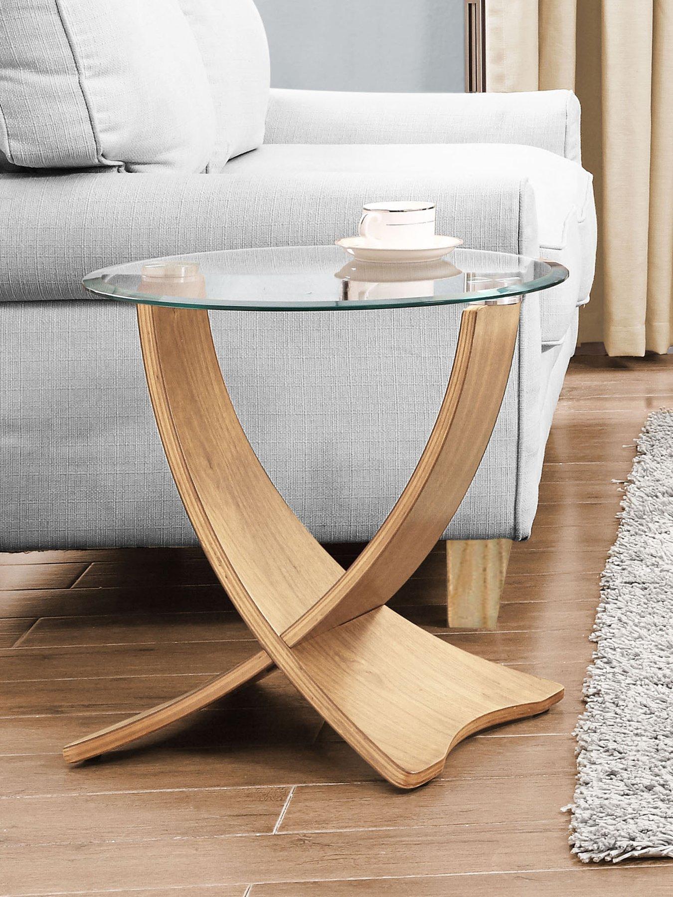 Image 1 of 3 of Jual Siena Glass Side Table&nbsp;- Real Wood Veneer