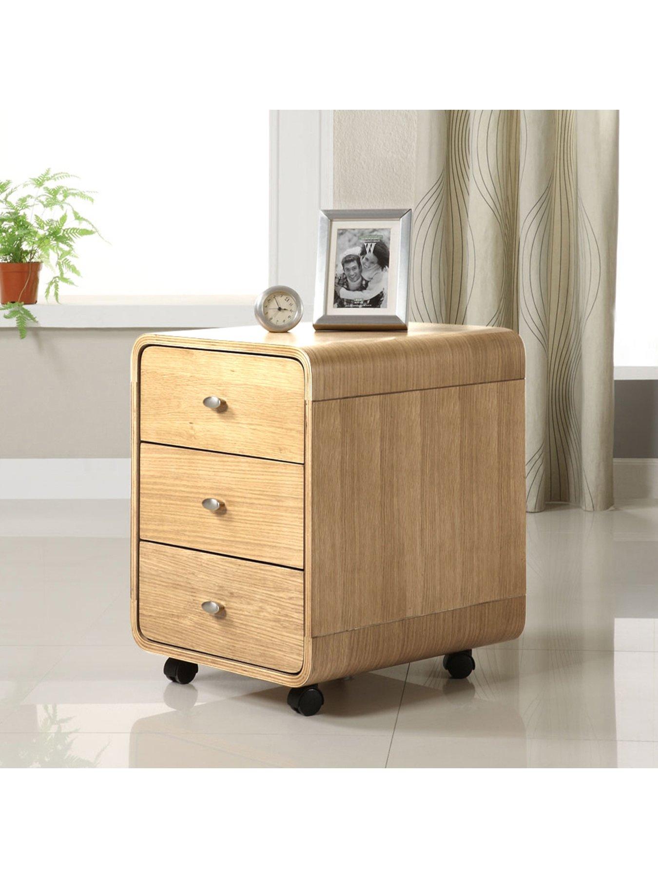 undefined Helsinki 3 Drawer Side Table - Real Wood Veneer