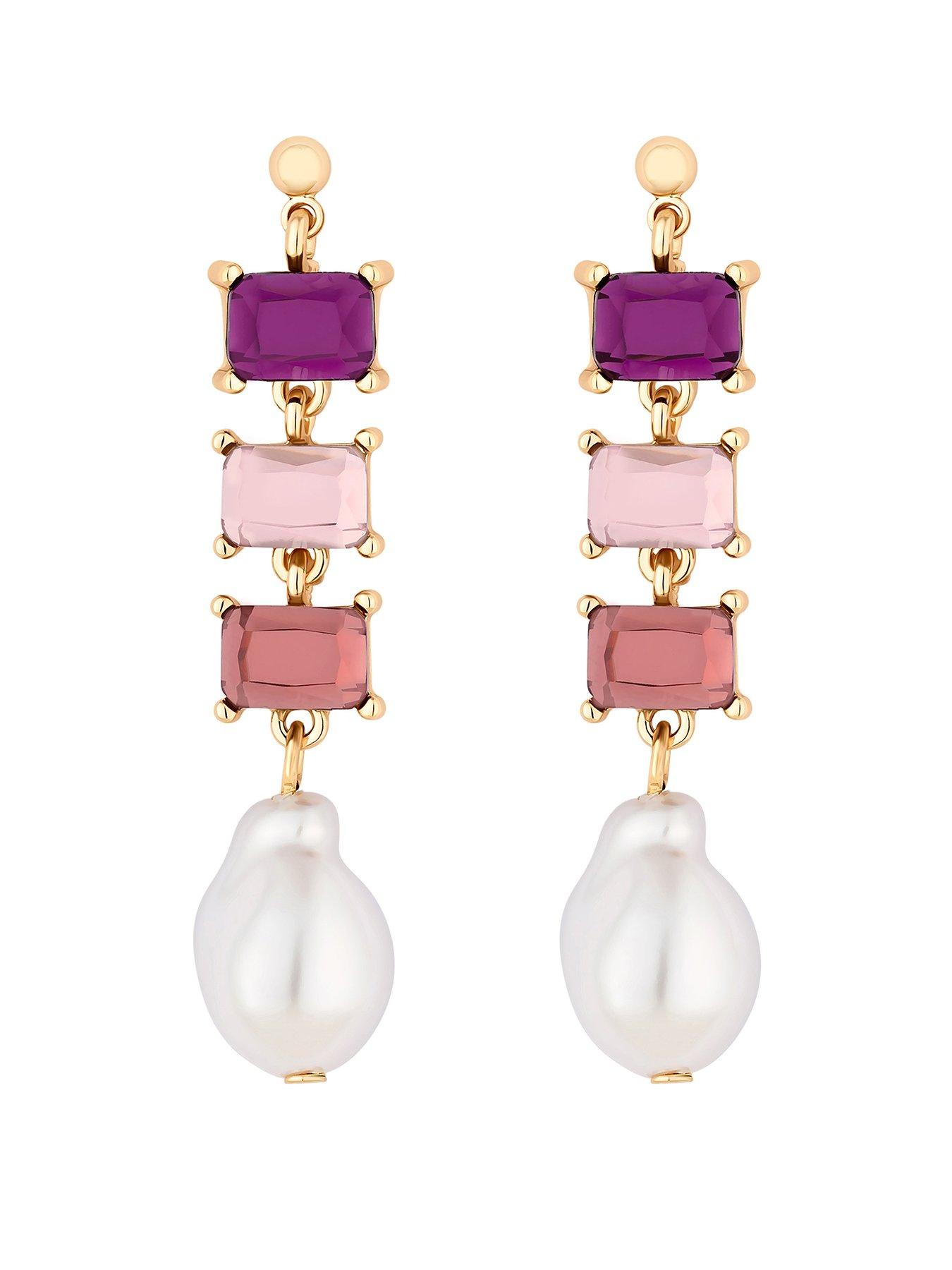 Linear pearl deals drop earrings