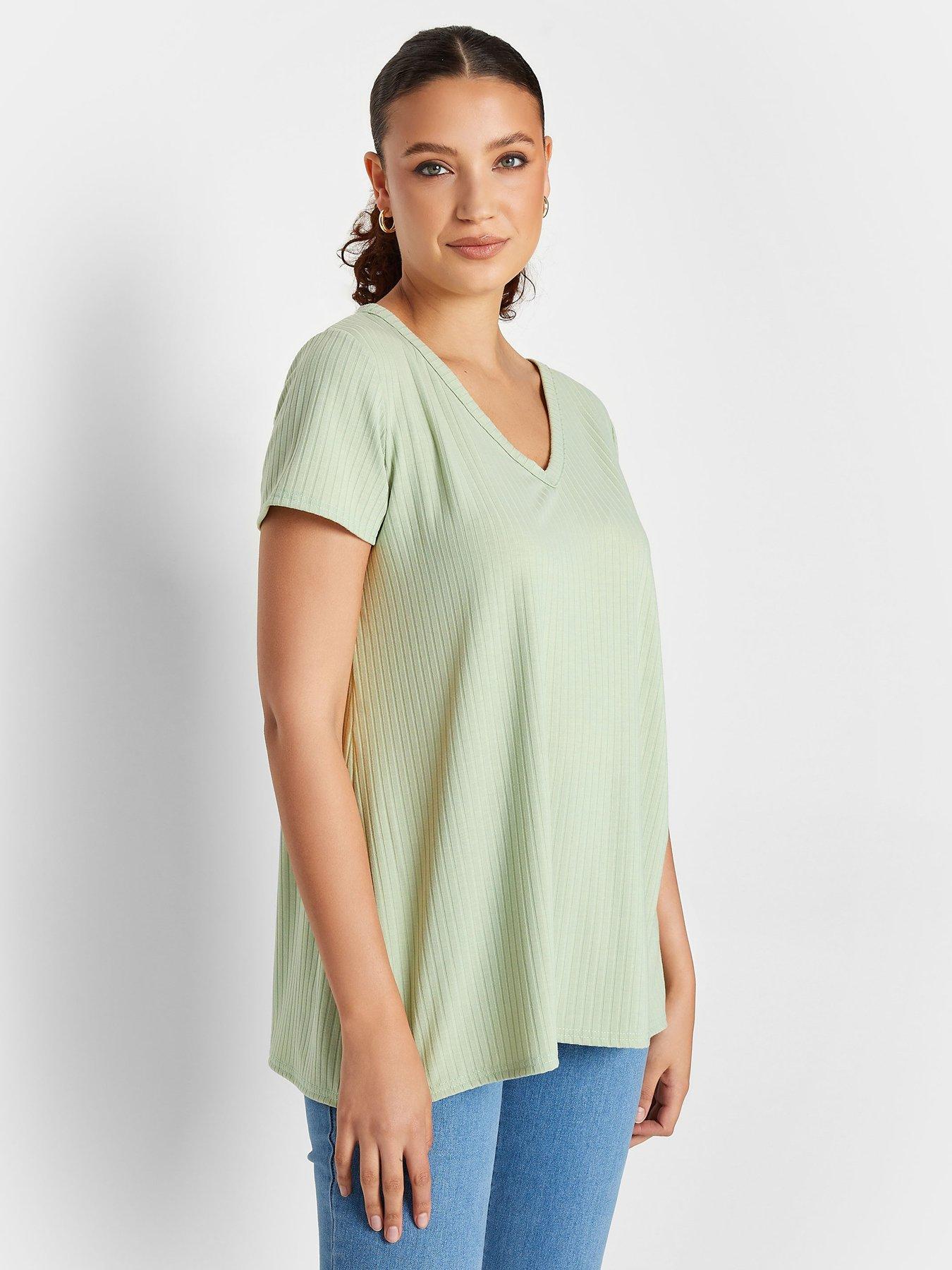 long-tall-sally-long-tall-sally-sage-rib-v-neck-swing-top