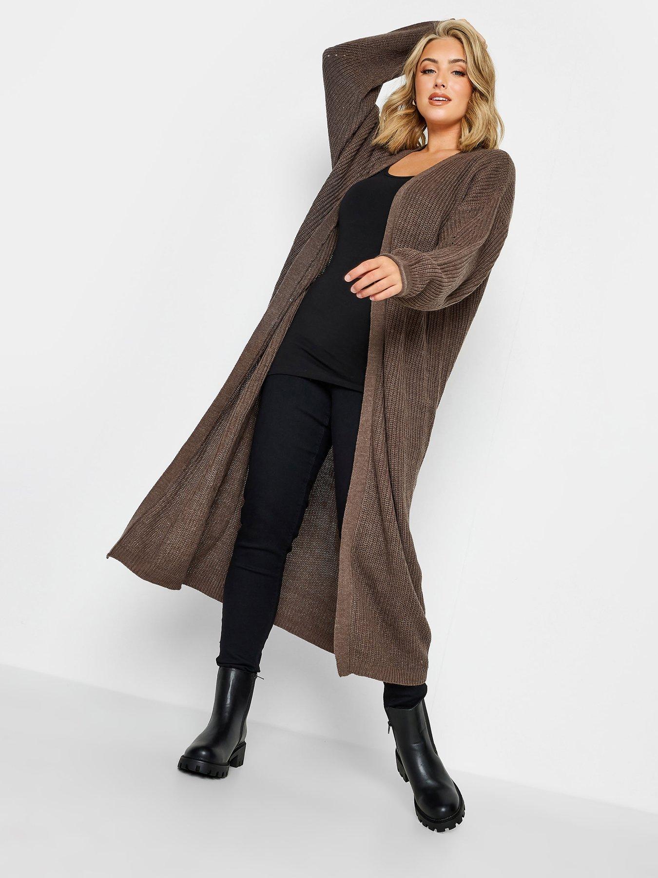 Image 1 of 4 of Yours Yours Essential Longline Cardi Mocha